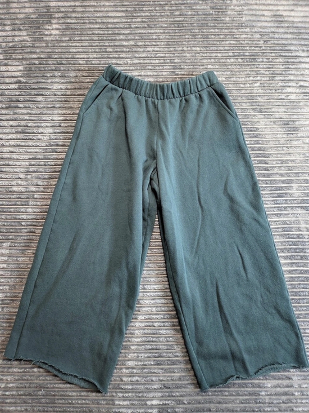 PINK Wide Leg Cotton Blend Pants in Green Size Medium
